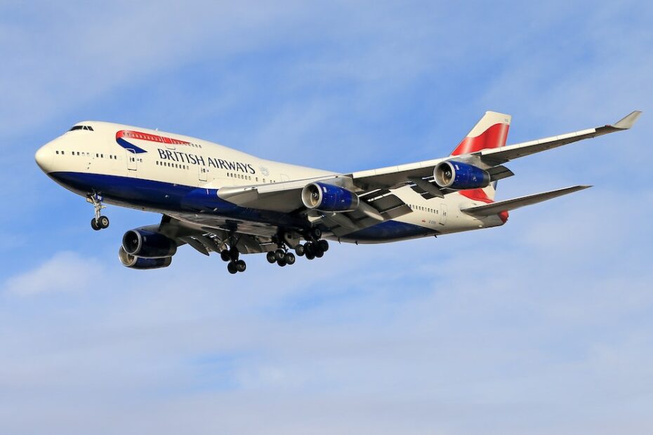 British Airways Boeing 747 aircraft in the sky