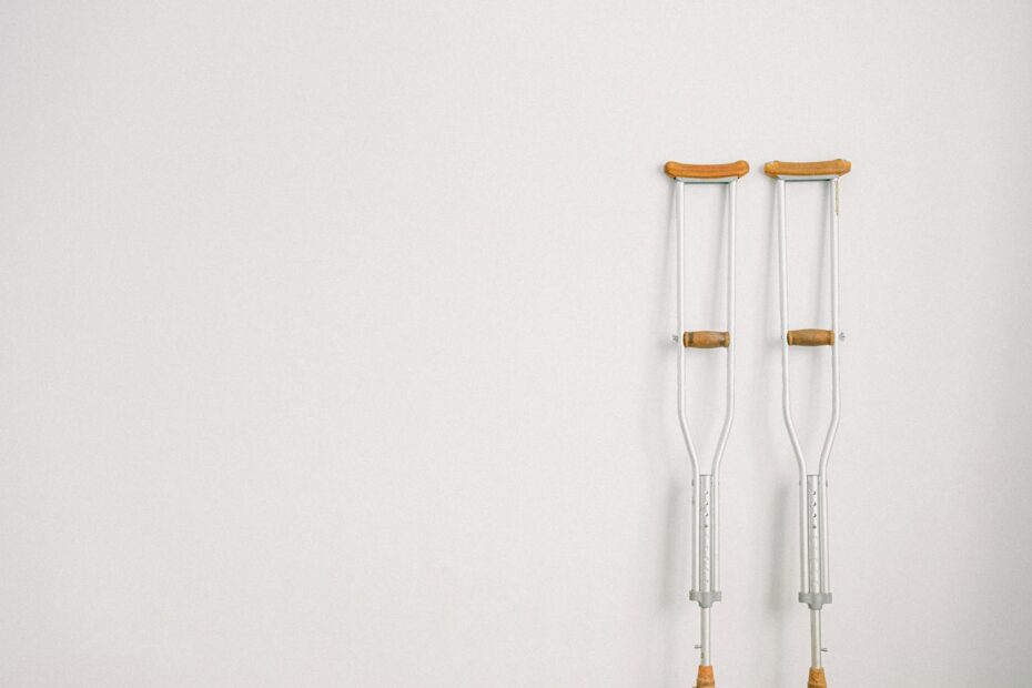 Crutches on a light background